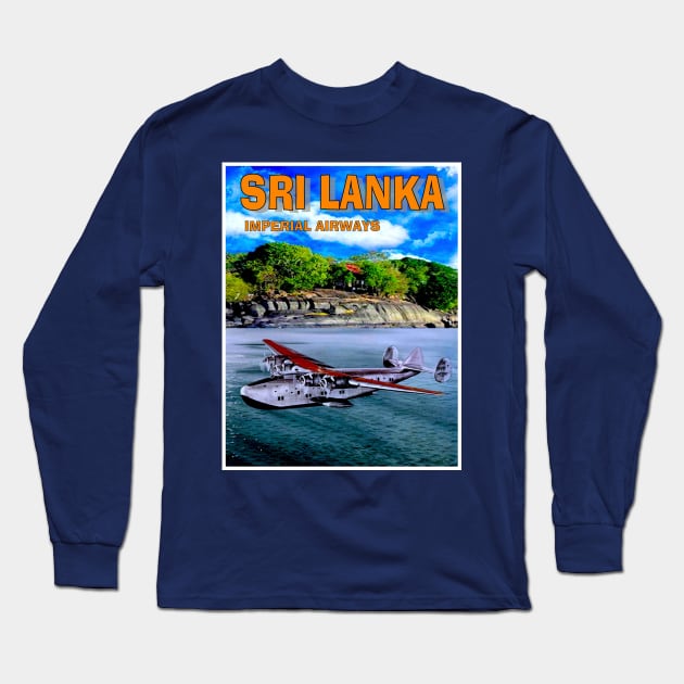 SRI LANKA Vintage Imperial AirwaysTrave and Tourism Advertising Print Long Sleeve T-Shirt by posterbobs